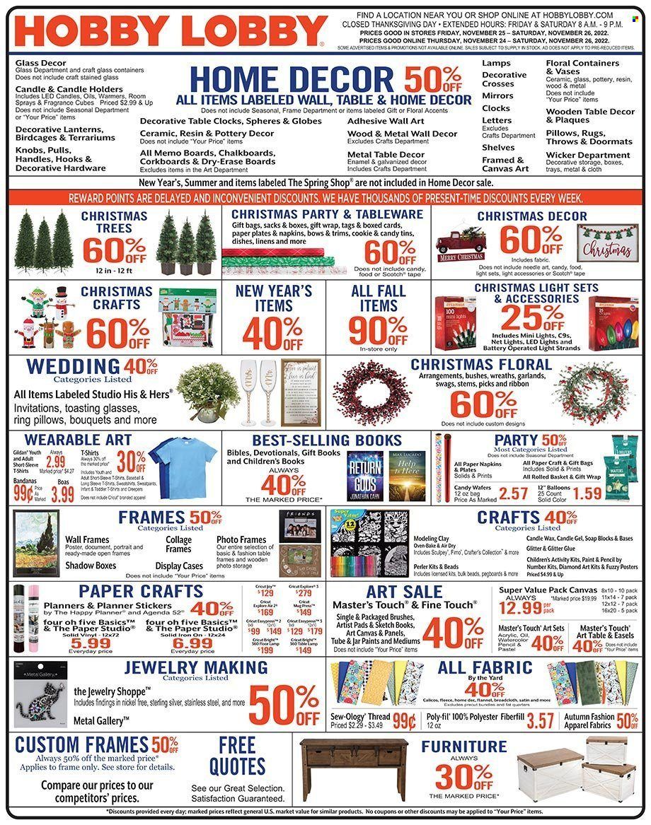 Hobby Lobby Weekly Ad Flyer Specials November 24 to November 26, 2022