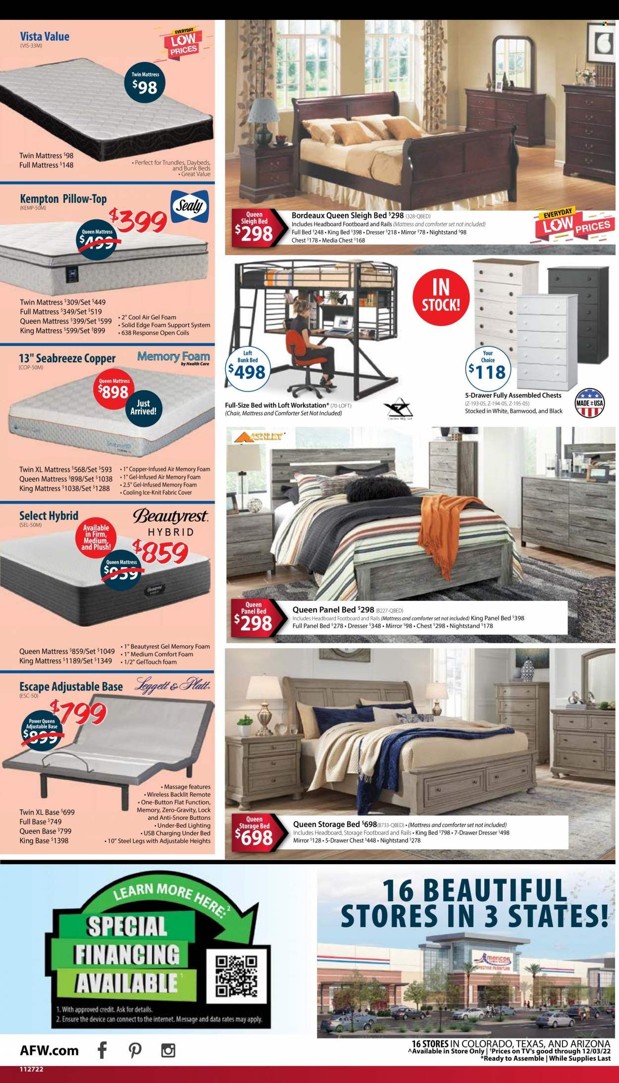 American Furniture Warehouse (AZ, CO, TX) Weekly Ad Flyer Specials November 25 to December 3, 2022
