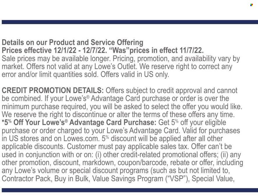 Lowe's Weekly Ad Flyer Specials December 1 to December 7, 2022