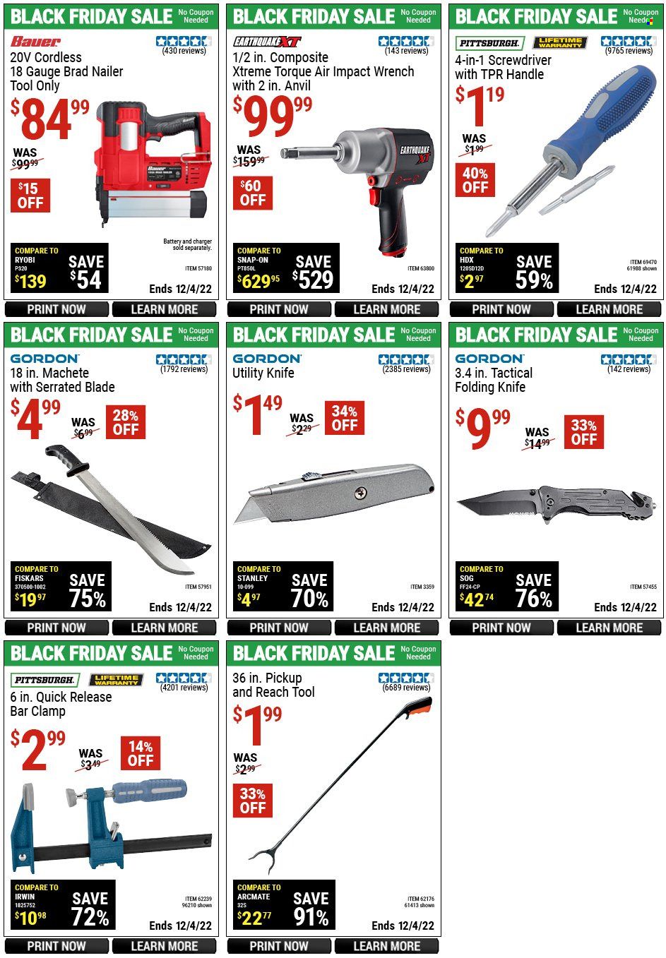 Harbor Freight Weekly Ad Flyer Specials December 2 to December 4, 2022