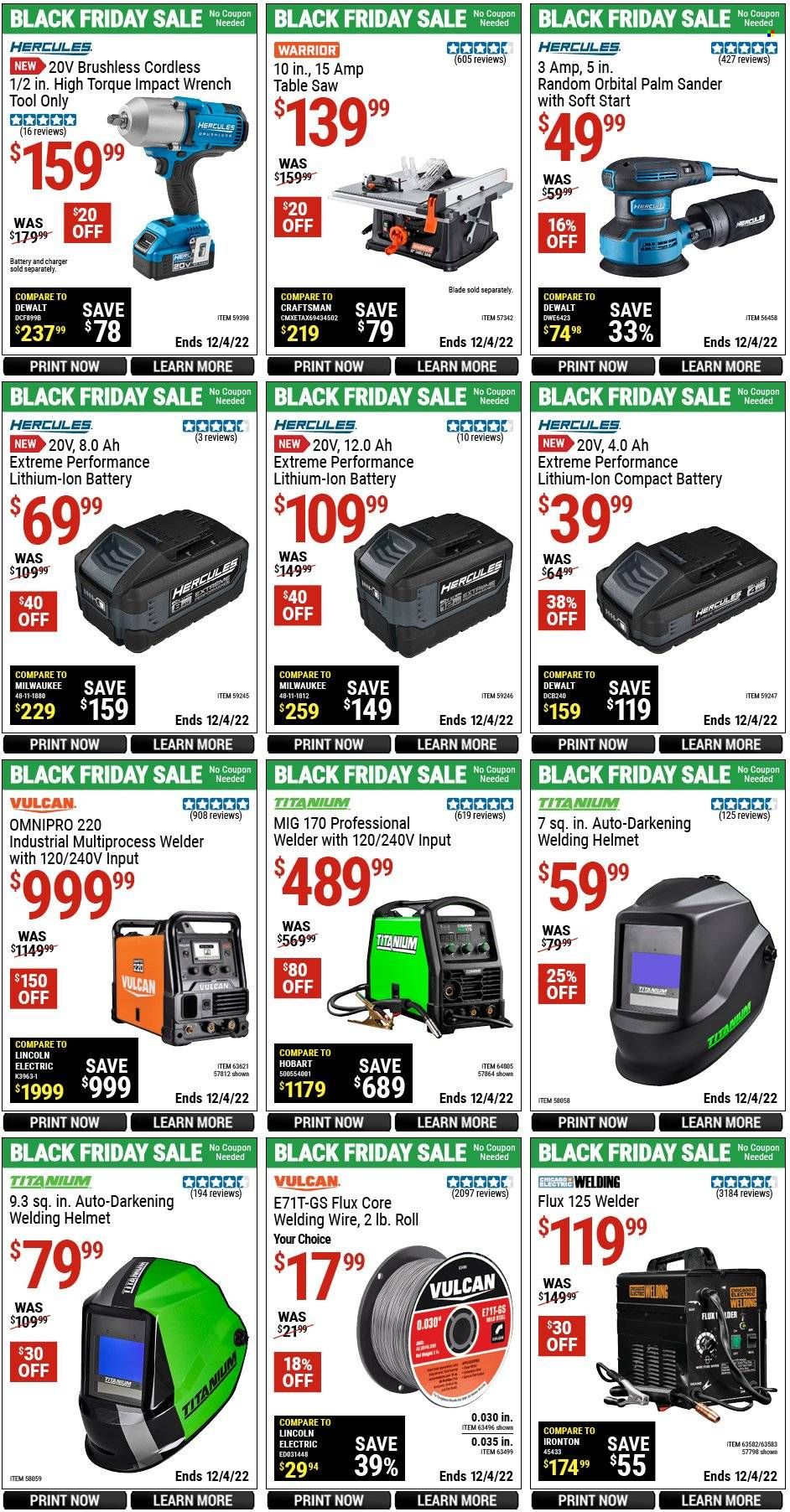 Harbor Freight Weekly Ad Flyer Specials December 2 to December 4, 2022