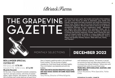 Bristol Farms (CA) Weekly Ad Flyer Specials November 30 to December 28, 2022