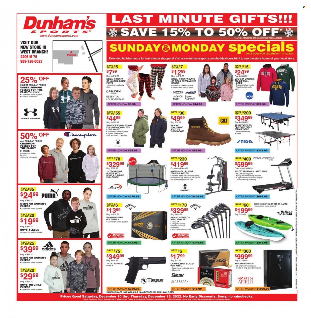 Dunham's Sports (MI) Weekly Ad Flyer Specials December 10 to December 15, 2022