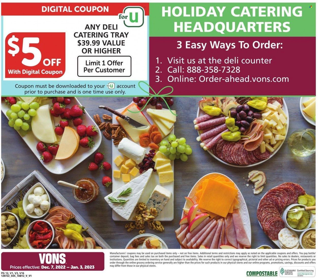 Vons (CA) Weekly Ad Flyer Specials December 7 to January 3, 2023