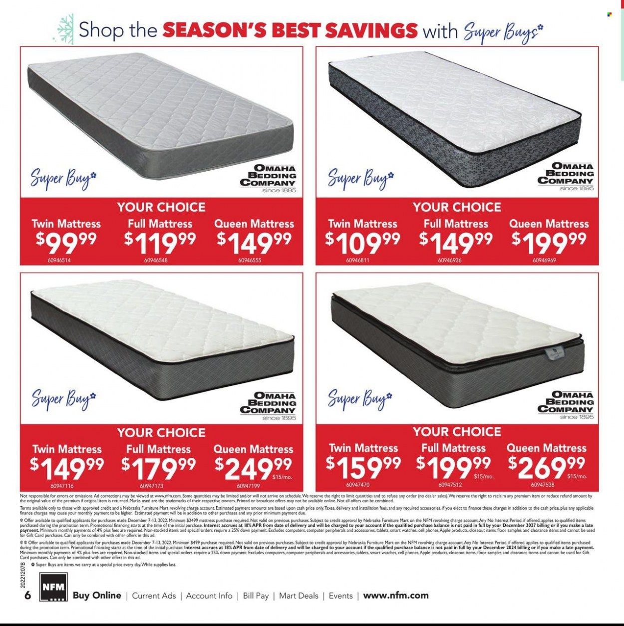 Nebraska Furniture Mart (IA, KS, NE, TX) Weekly Ad Flyer Specials December 7 to December 13, 2022
