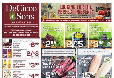DeCicco & Sons (NY) Weekly Ad Flyer Specials December 9 to December 15, 2022