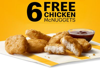 Spend $1 In-app and Get a Free 6 Piece Order of Chicken McNuggets at McDonald’s on December 15 and 16