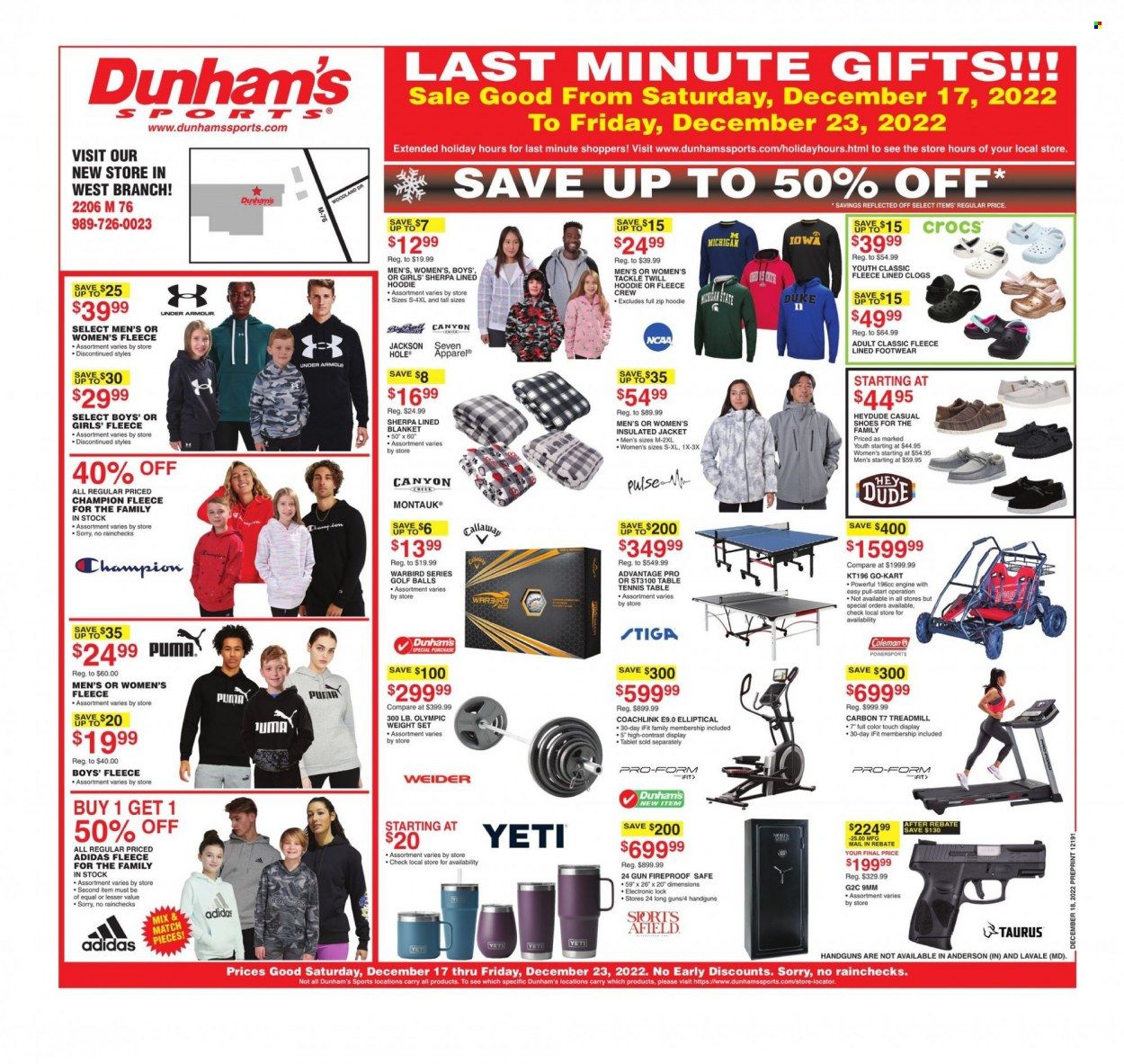 Dunham's Sports (MI) Weekly Ad Flyer Specials December 17 to December 23, 2022