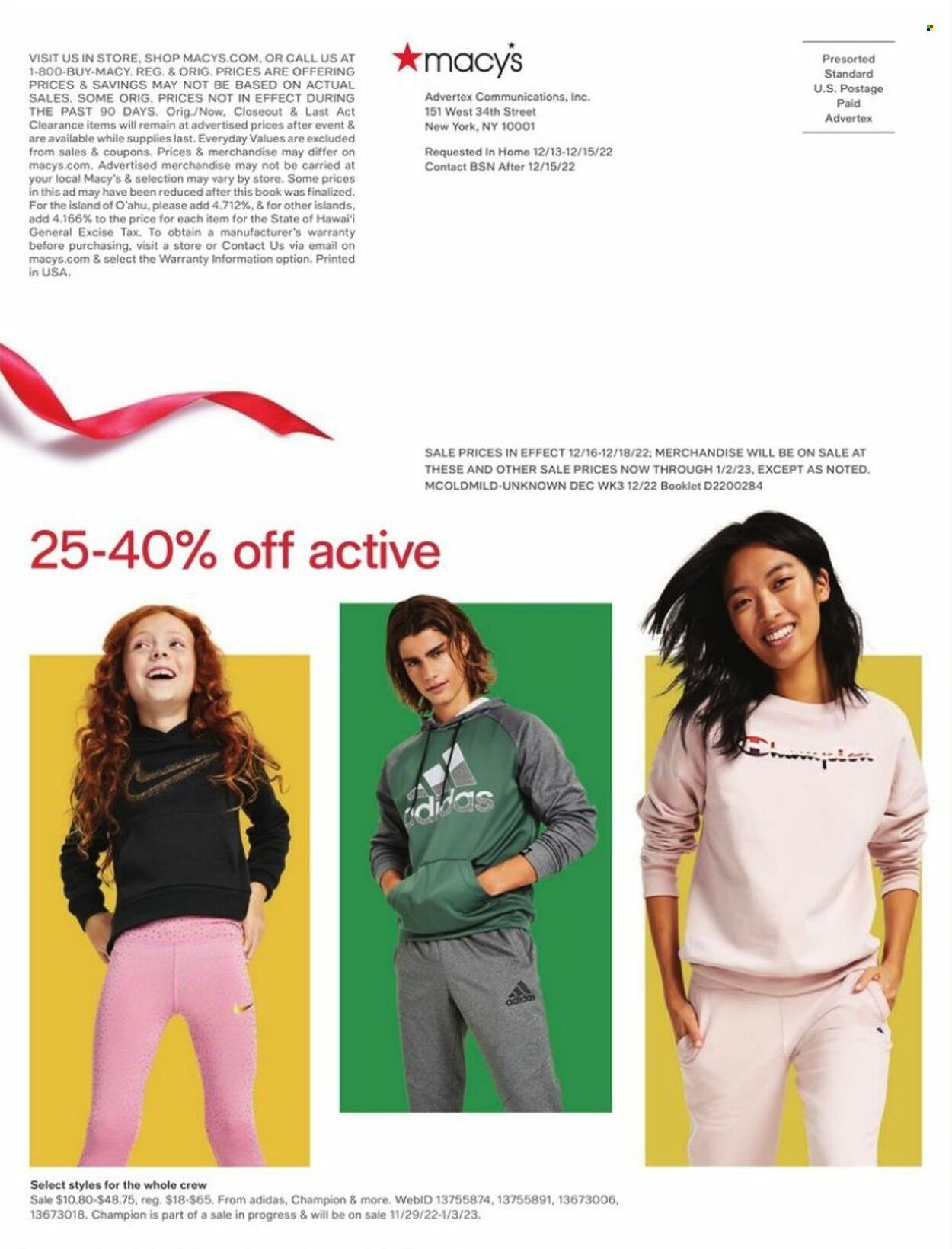 Macy's Weekly Ad Flyer Specials December 16 to December 18, 2022
