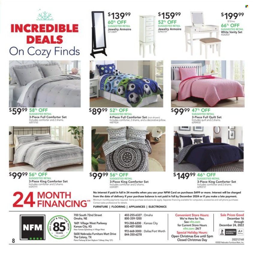 Nebraska Furniture Mart (IA, KS, NE, TX) Weekly Ad Flyer Specials December 16 to December 24, 2022
