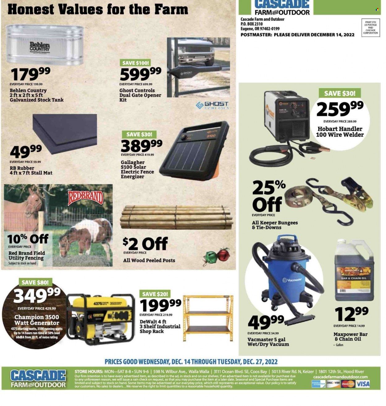 Cascade Farm And Outdoor (OR, WA) Weekly Ad Flyer Specials December 14 to December 27, 2022