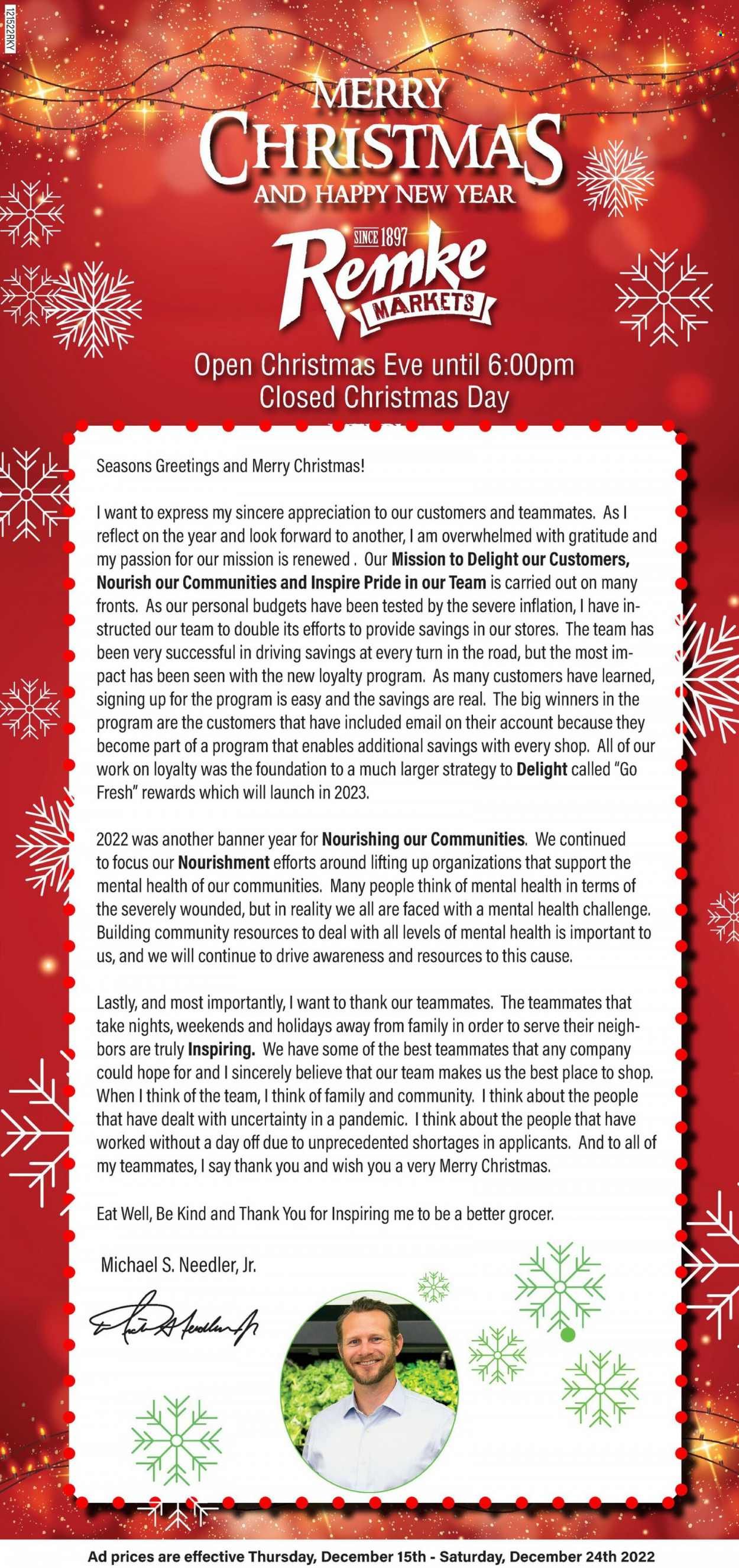 Remke (OH) Weekly Ad Flyer Specials December 15 to December 24, 2022