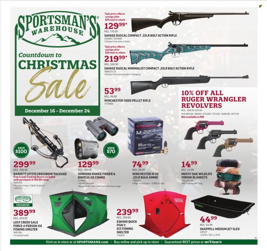 Sportsman's Warehouse Weekly Ad Flyer Specials December 16 to December 24, 2022