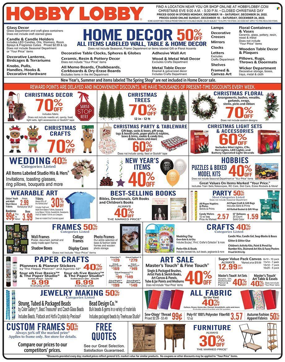 Hobby Lobby Weekly Ad Flyer Specials December 18 to December 24, 2022