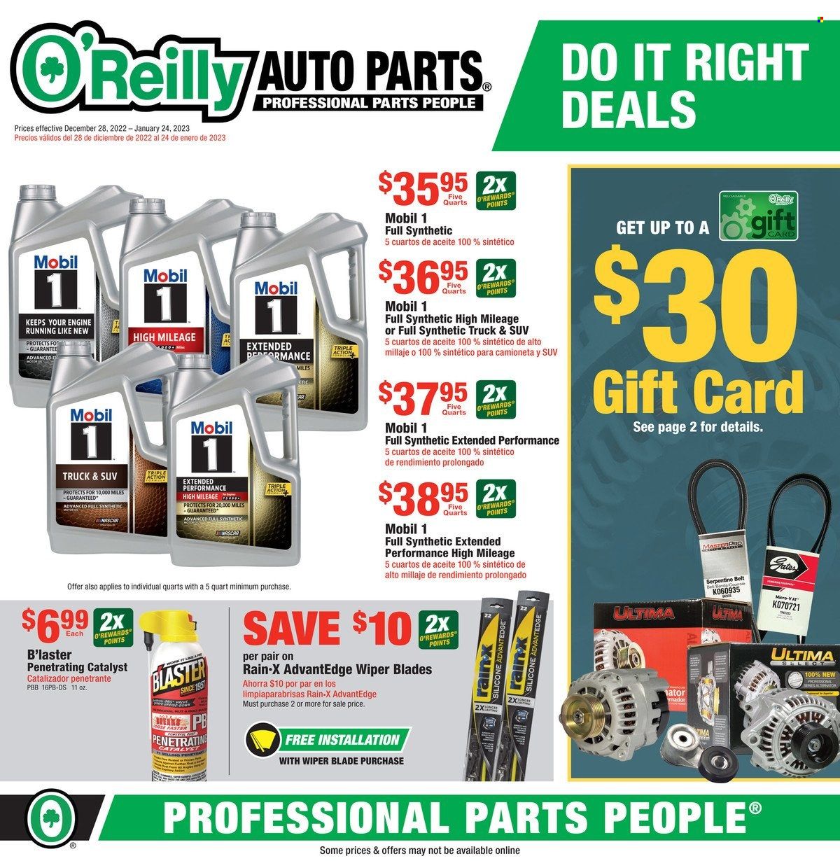 O'Reilly Auto Parts Weekly Ad Flyer Specials December 28 to January 24, 2023