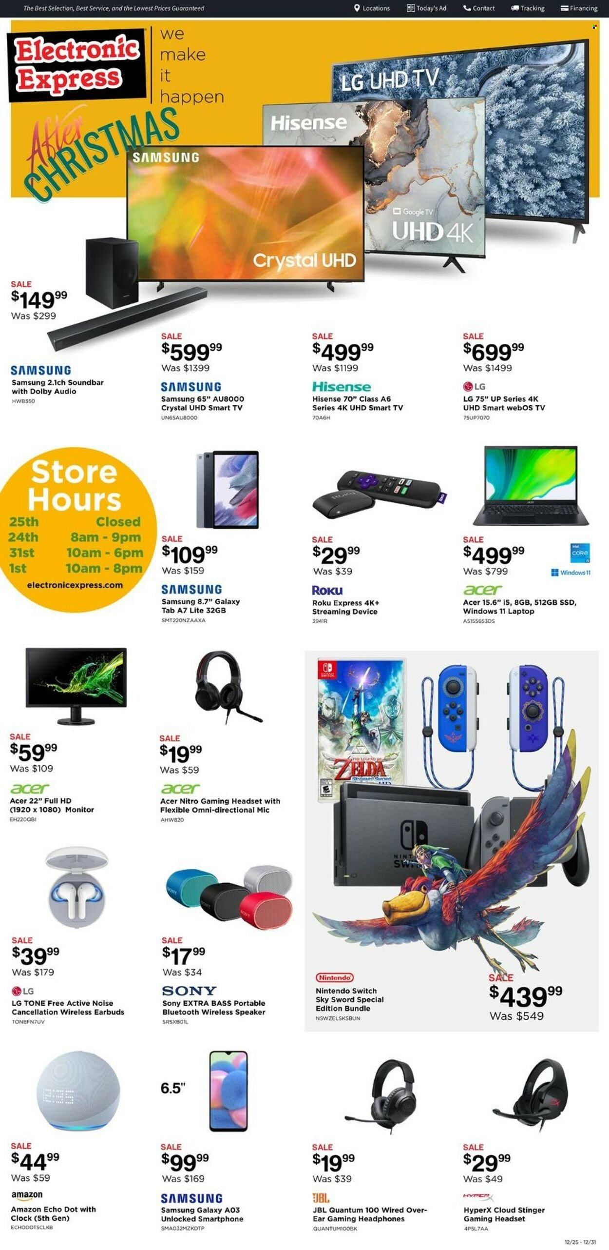 Electronic Express (AL, TN) Weekly Ad Flyer Specials December 25 to December 31, 2022