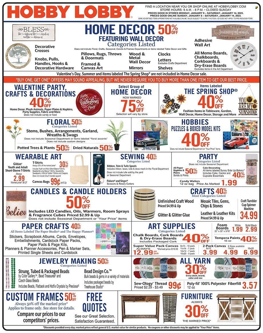 Hobby Lobby Weekly Ad Flyer Specials January 8 to January 14, 2023