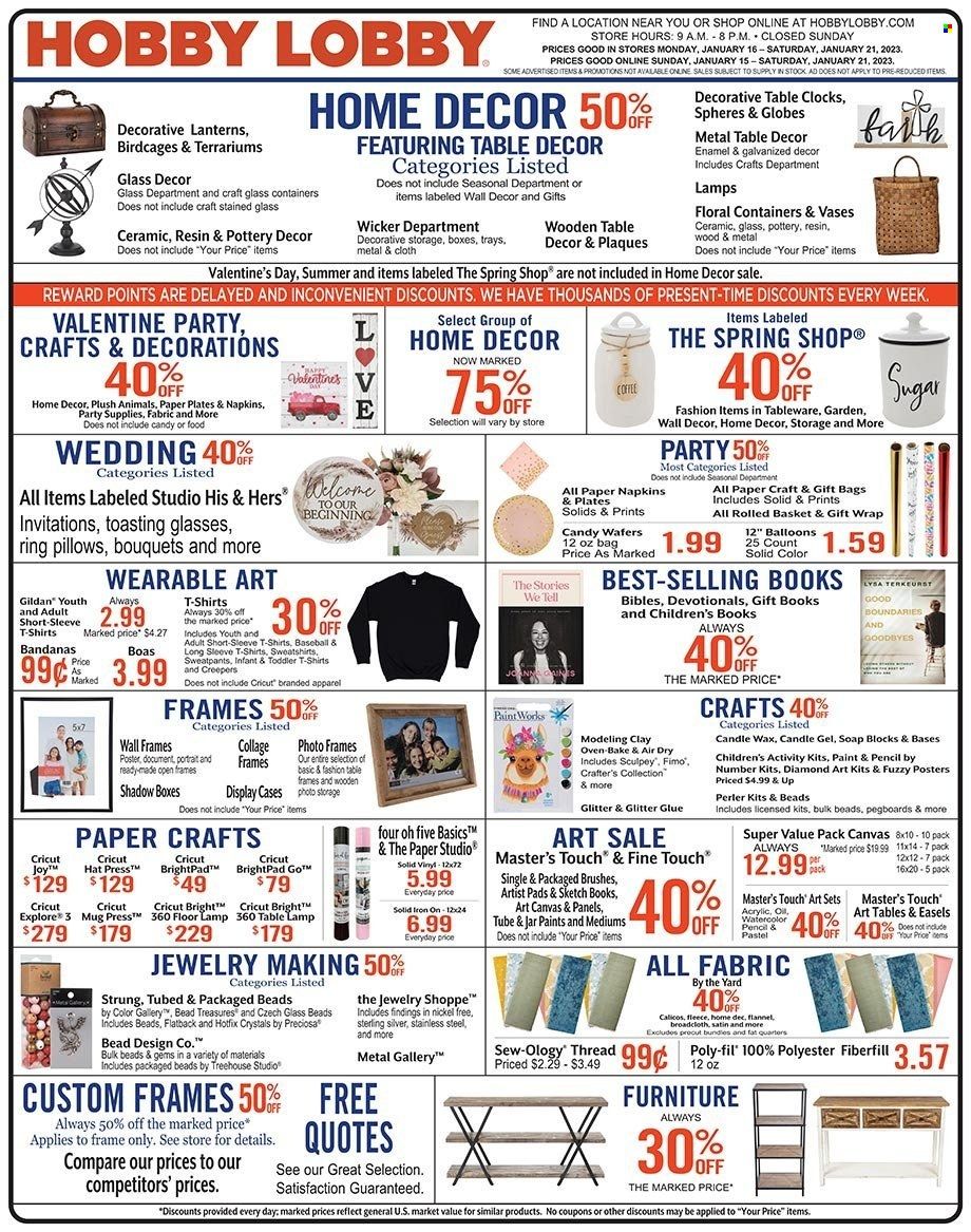 Hobby Lobby Weekly Ad Flyer Specials January 15 to January 21, 2023