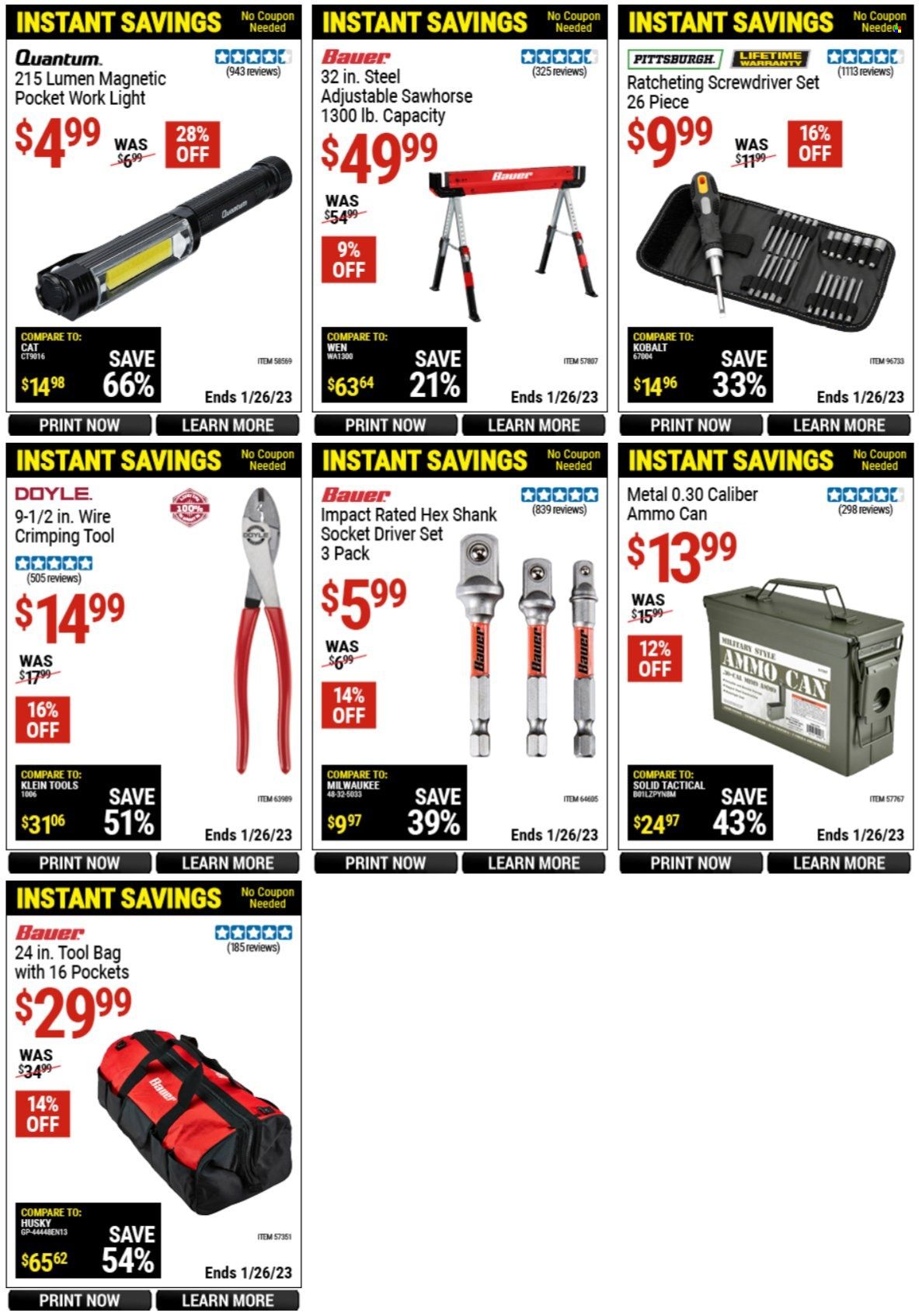 Harbor Freight Weekly Ad Flyer Specials January 14 to January 26, 2023