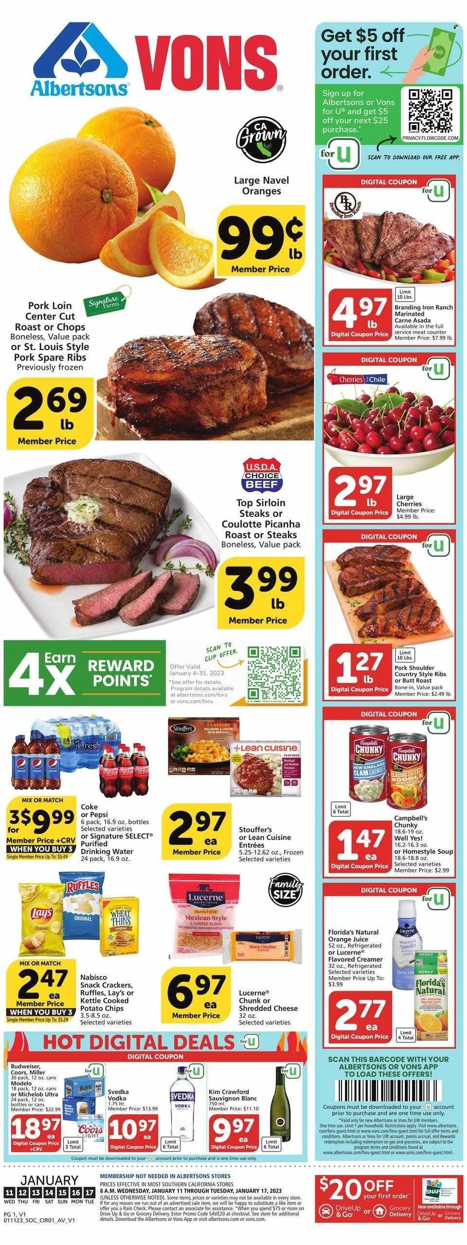 Vons (CA) Weekly Ad Flyer Specials January 11 to January 17, 2023