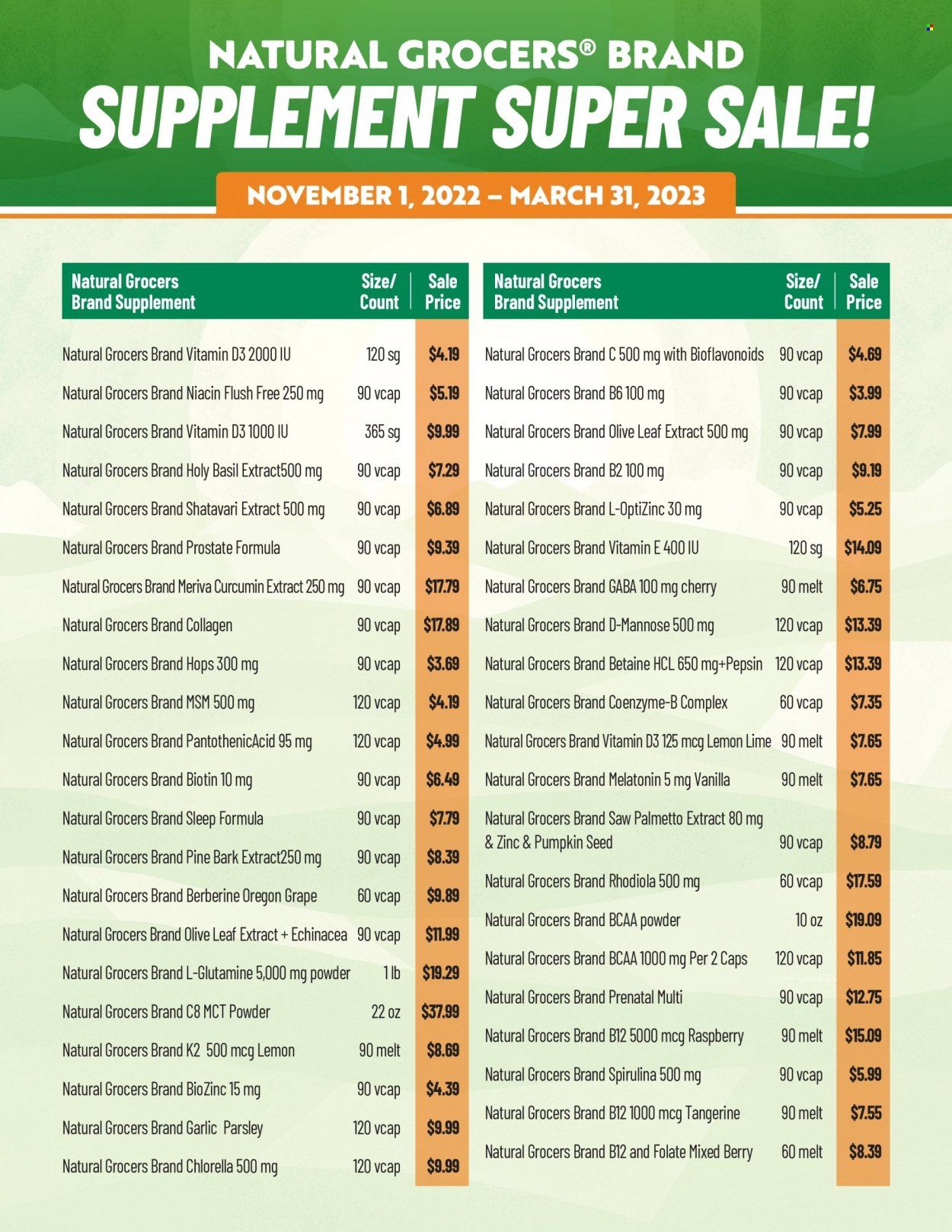 Natural Grocers Weekly Ad Flyer Specials November 1 to March 31, 2023
