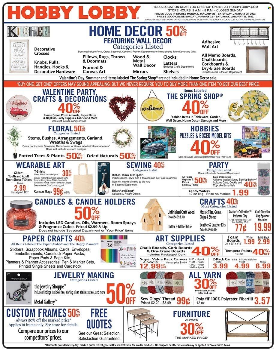 Hobby Lobby Weekly Ad Flyer Specials January 22 to January 28, 2023