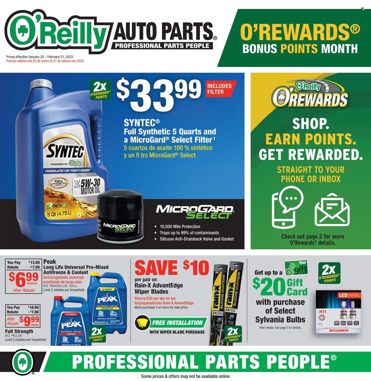 O'Reilly Auto Parts Weekly Ad Flyer Specials January 25 to February 21, 2023