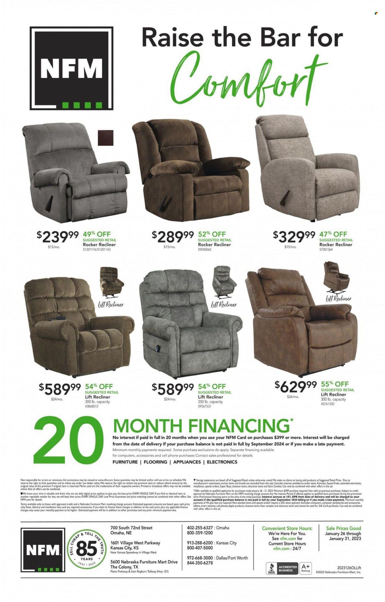Nebraska Furniture Mart (IA, KS, NE, TX) Weekly Ad Flyer Specials January 26 to January 31, 2023