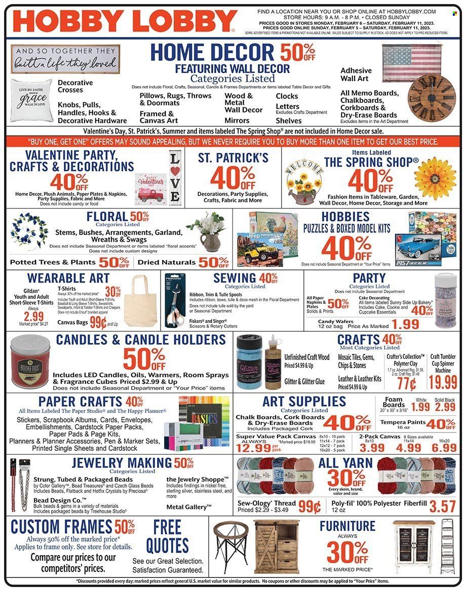 Hobby Lobby Weekly Ad Flyer Specials February 5 to February 11, 2023