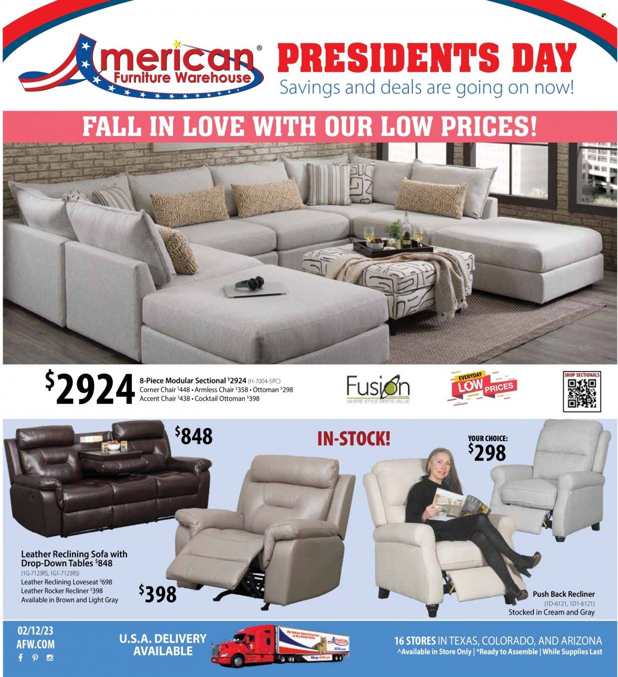 American Furniture Warehouse (AZ, CO, TX) Weekly Ad Flyer Specials February 12 to February 18, 2023