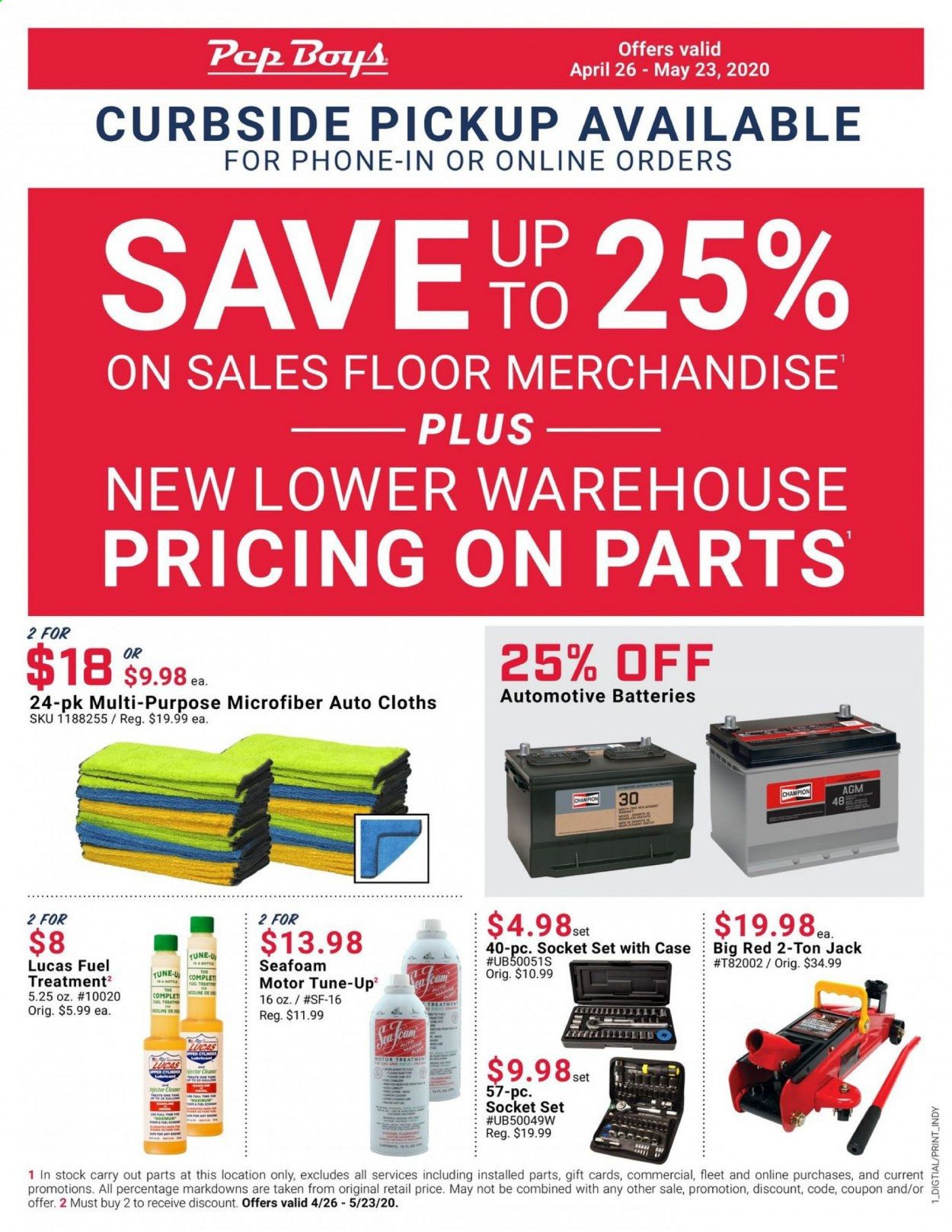 Pep Boys Weekly Ad & Flyer April 26 to May 23