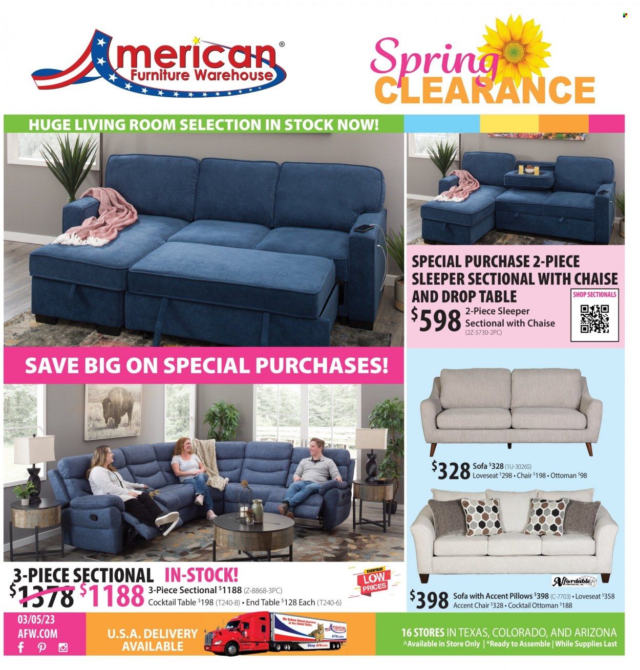 American Furniture Warehouse (AZ, CO, TX) Weekly Ad Flyer Specials March 2 to March 5, 2023