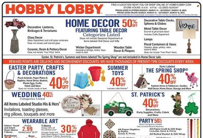 Hobby Lobby Weekly Ad Flyer Specials March 12 to March 18, 2023