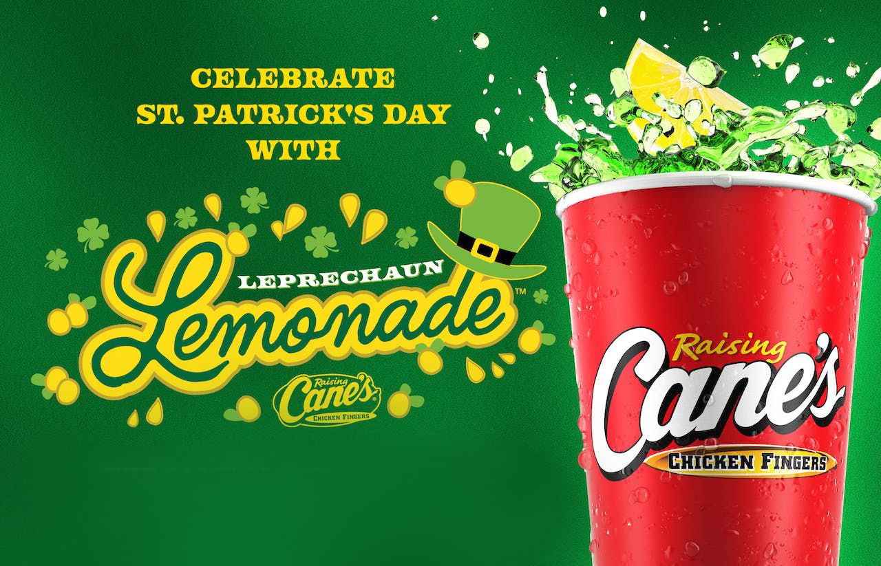 Celebrate St. Paddy’s Day with Raising Cane’s Classic Green Leprechaun Lemonade Celebrate St. Paddy’s Day with Raising Cane’s Classic Green Leprechaun Lemonade