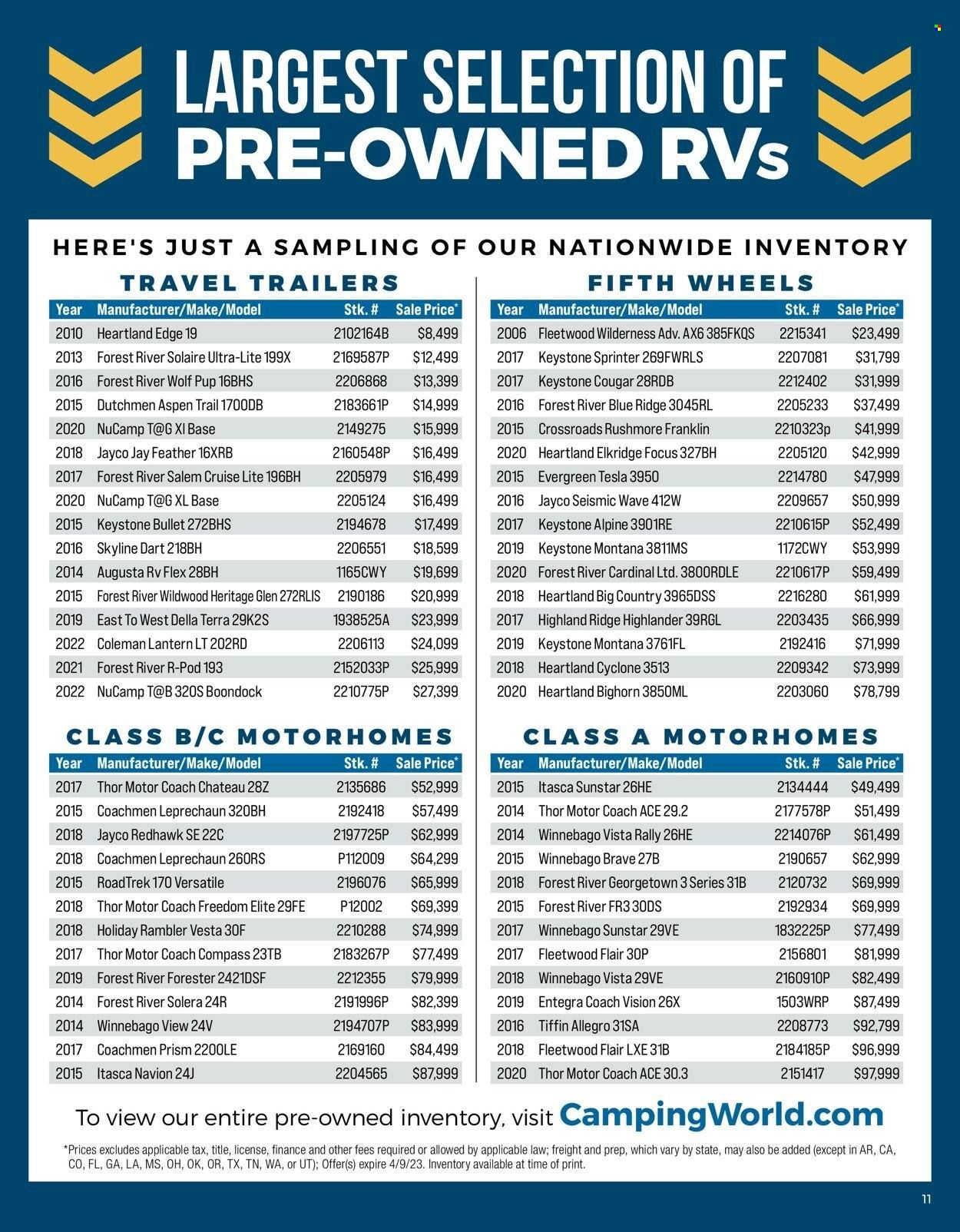 Gander RV & Outdoors Weekly Ad Flyer Specials March 16 to April 9, 2023