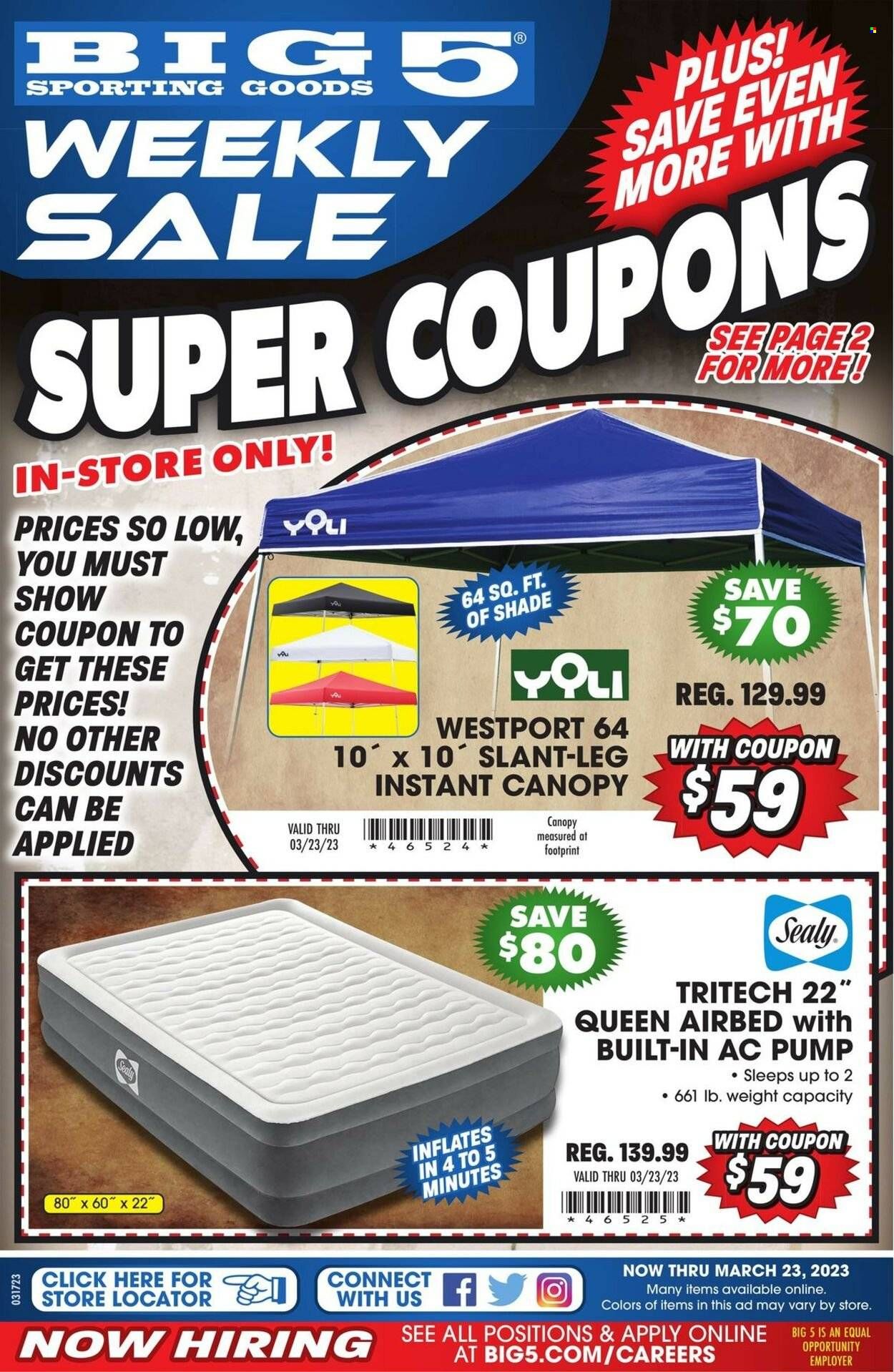 Big 5 (AZ, CA, CO, ID, NM, OR, UT, WA) Weekly Ad Flyer Specials March 17 to March 23, 2023