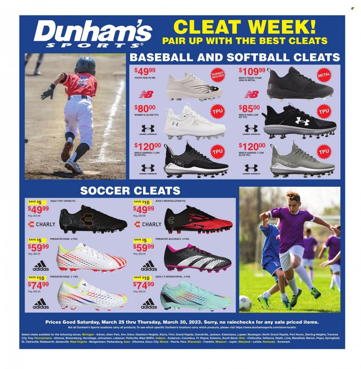 Dunham's Sports (IN, MD, MI, MO, OH, PA, WI) Weekly Ad Flyer Specials March 25 to March 30, 2023