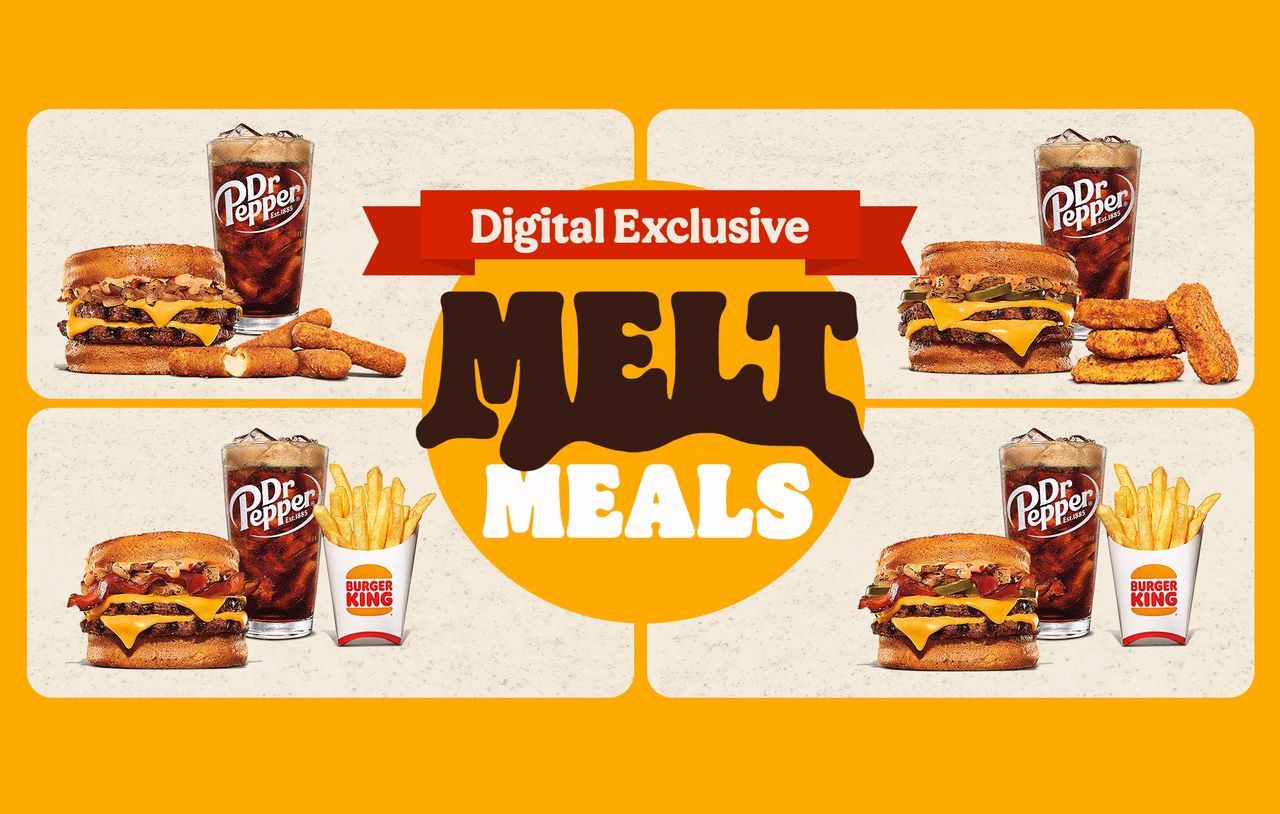 Save with $7 Melt Meals Exclusively with Online and In-app Orders at Burger King Save with $7 Melt Meals Exclusively with Online and In-app Orders at Burger King