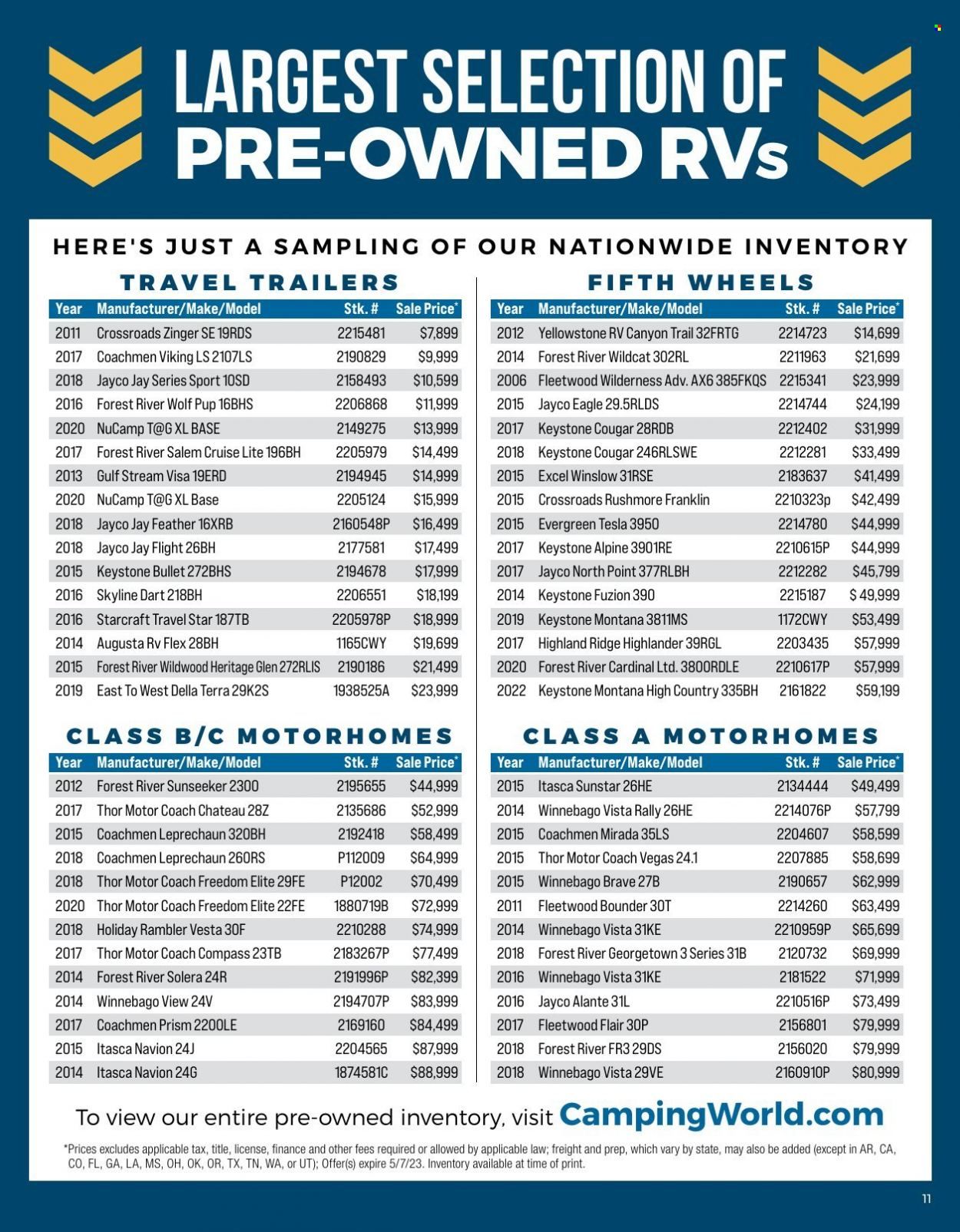 Gander RV & Outdoors Weekly Ad Flyer Specials April 13 to May 7, 2023