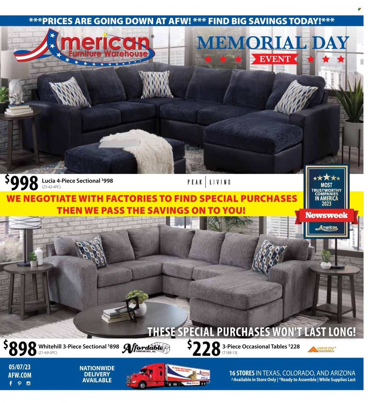 American Furniture Warehouse (AZ, CO, TX) Weekly Ad Flyer Specials May 7 to May 15, 2023