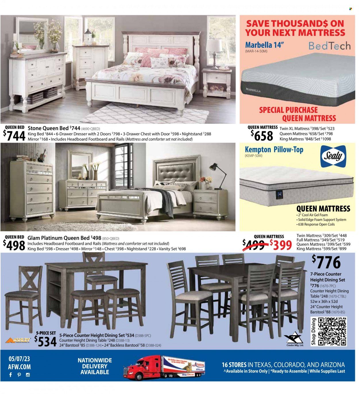 American Furniture Warehouse (AZ, CO, TX) Weekly Ad Flyer Specials May 7 to May 15, 2023