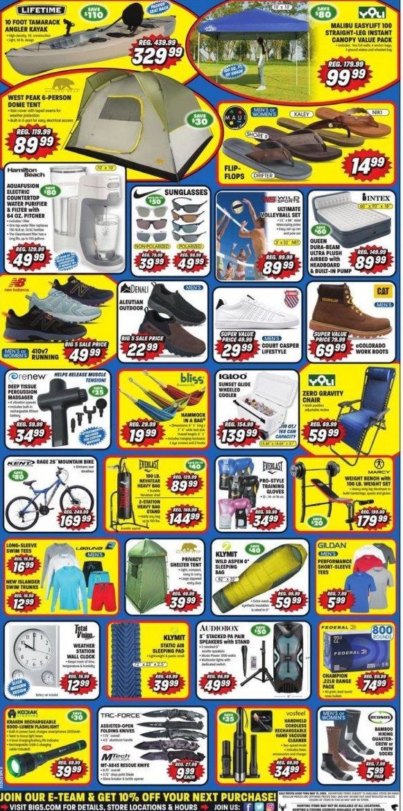 Big 5 (AZ, CA, CO, ID, NM, OR, UT, WA) Weekly Ad Flyer Specials May 26 to May 29, 2023