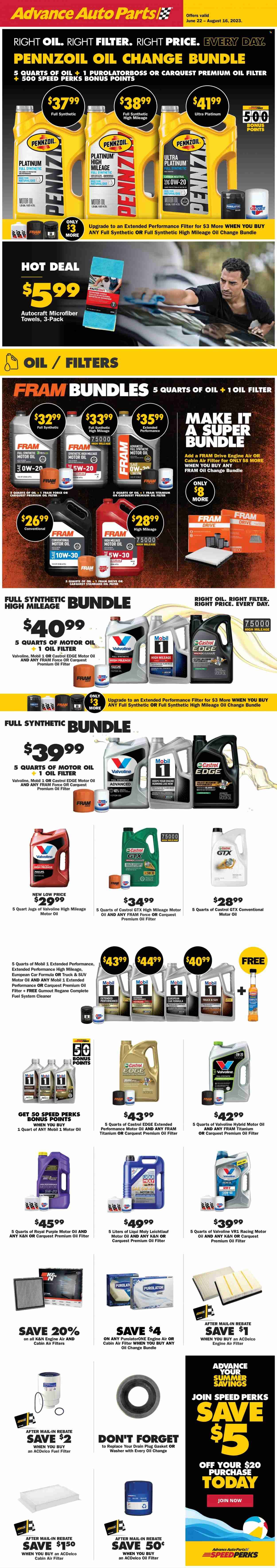 Advance Auto Parts Weekly Ad Flyer Specials June 22 to August 16, 2023