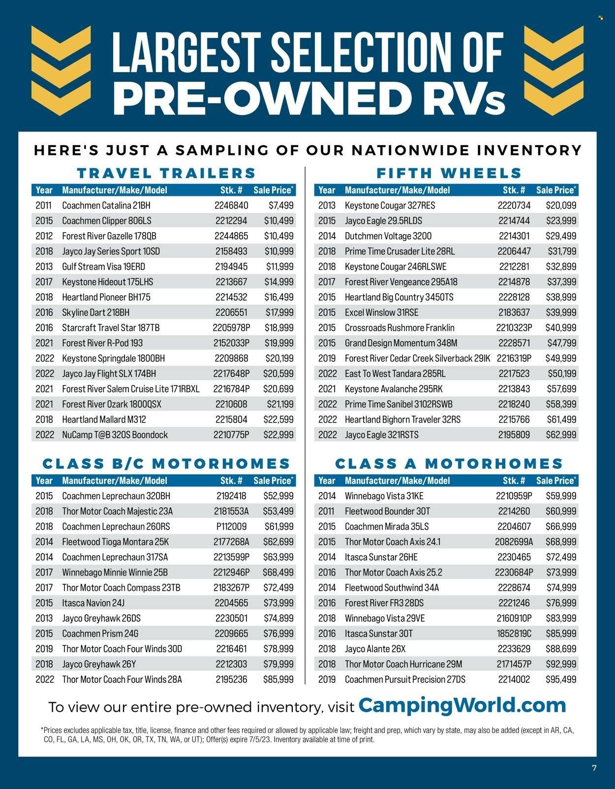 Camping World Weekly Ad Flyer Specials June 15 to July 5, 2023