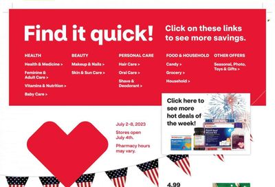 CVS Pharmacy Weekly Ad Flyer Specials July 2 to July 8, 2023