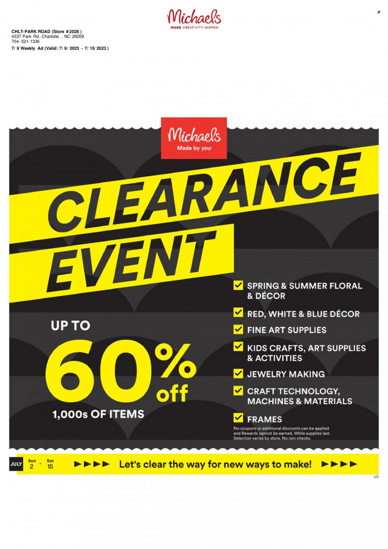 Michaels Weekly Ad Flyer Specials July 9 to July 15, 2023