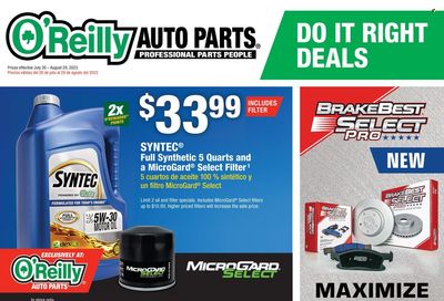 O'Reilly Auto Parts Weekly Ad Flyer Specials July 26 to August 29, 2023