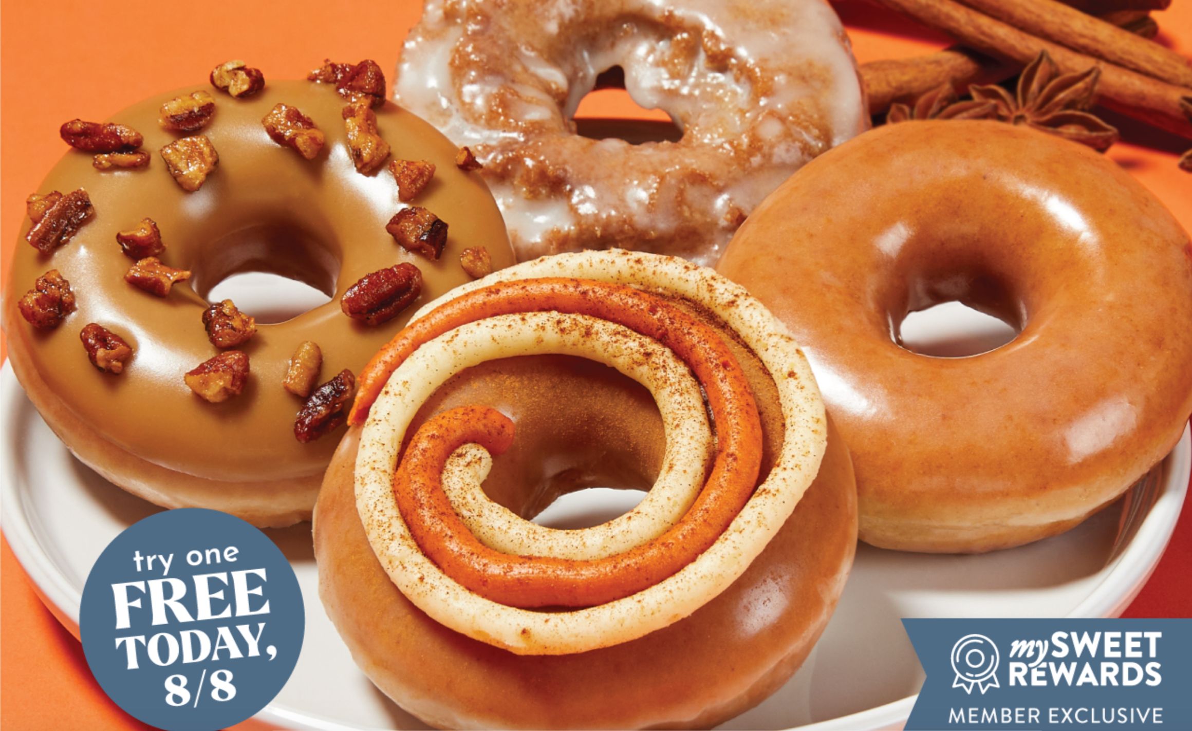 For One Day Only Get a Free Pumpkin Spice Doughnut with Purchase at Krispy Kreme: A Rewards Exclusive For One Day Only Get a Free Pumpkin Spice Doughnut with Purchase at Krispy Kreme: A Rewards Exclusive