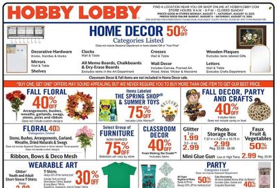 Hobby Lobby Weekly Ad Flyer Specials August 6 to August 12, 2023
