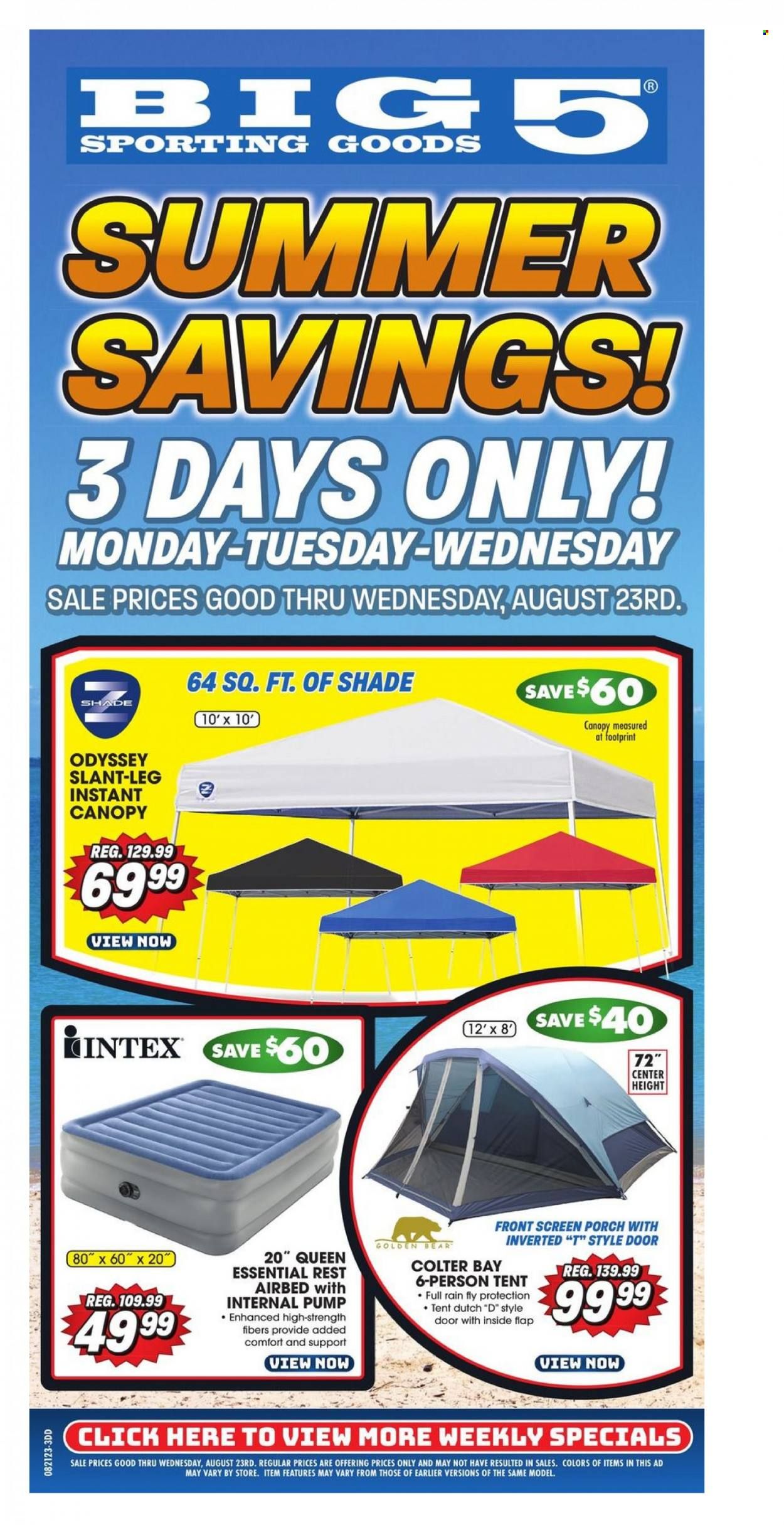 Big 5 (AZ, CA, CO, ID, NM, OR, UT, WA) Weekly Ad Flyer Specials August 21 to August 23, 2023